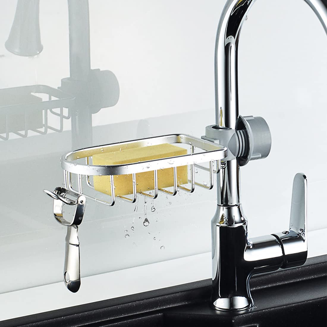 Amazon｜スポンジホルダー 蛇口 キッチンシンクオーガナイザー シンク